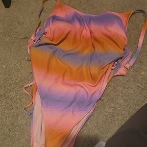 Vibrant Orange and Purple Swimsuit